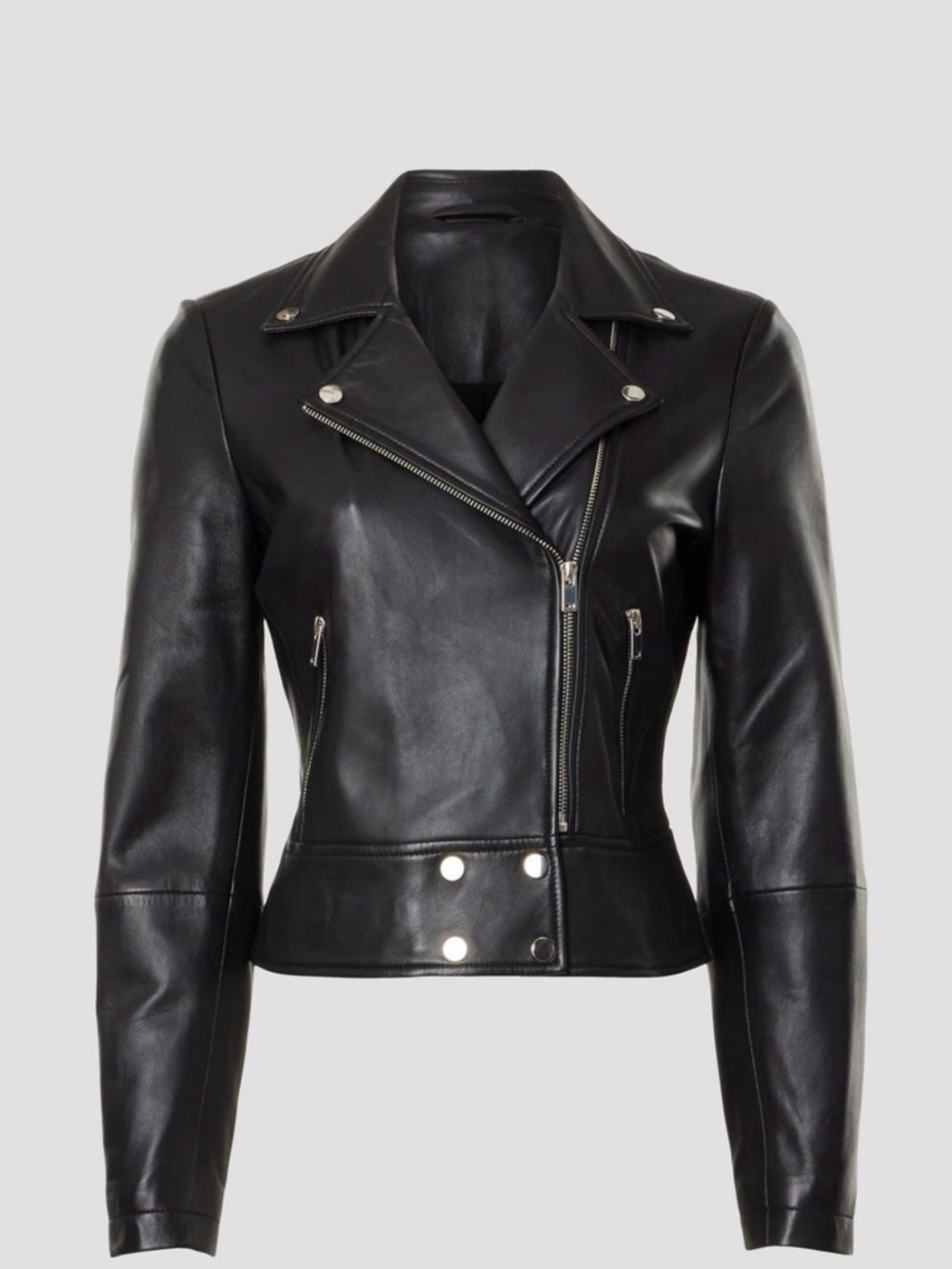 Slate & Willow Black Leather Moto Jacket - Classic Biker Style, small
